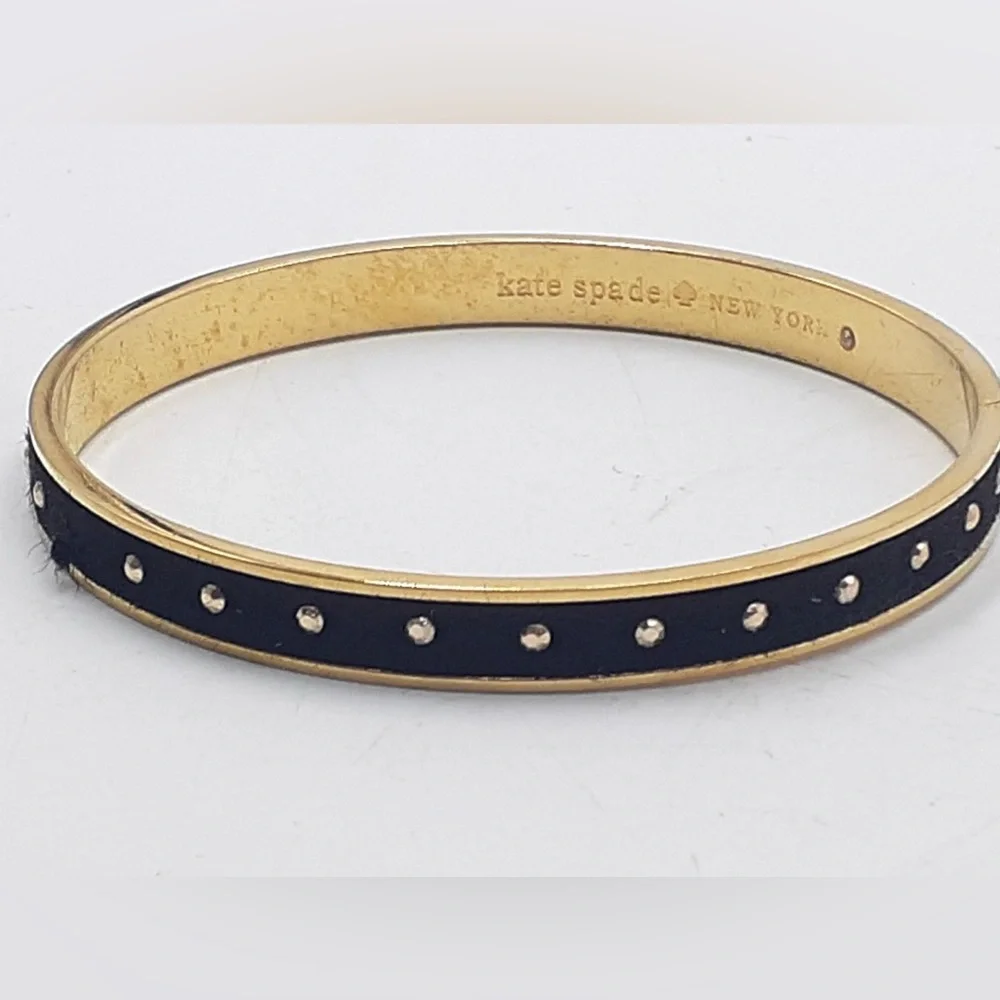 Kate Spade New York Gold Tone & Black Studded Bangle Bracelet 2312 - Picture 2 of 4
